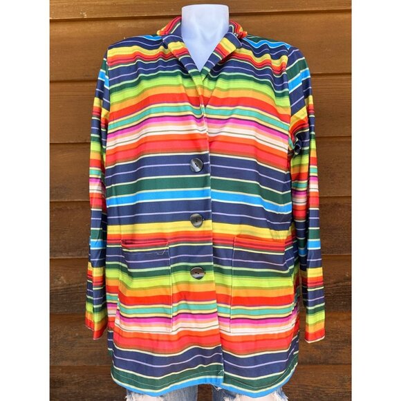 Miss Look Colorful Striped Lightweight Spring Rainbow Blazer Size 2XL - Picture 8 of 11